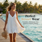 Women's V-Neck Strap Dress with Bubble Ruffle Hem