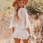 🌸50% OFF NOW! 🌸Women's Lace Crochet Romper Dress with Built-in Shorts