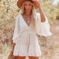 🌸50% OFF NOW! 🌸Women's Lace Crochet Romper Dress with Built-in Shorts