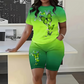 Women's Casual Butterfly Print Top and Shorts Set