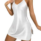 🌙🎀 SILK-LIKE NIGHT ESSENTIAL! Women’s Satin Slip Nightgown – Adjustable Straps, Elegant Side Slit & Relaxed Comfort ✨