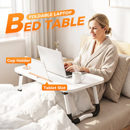 ⏳🔥LIMITED-TIME 50% OFF! ⏰Foldable Laptop Bed Table with Cup Holder