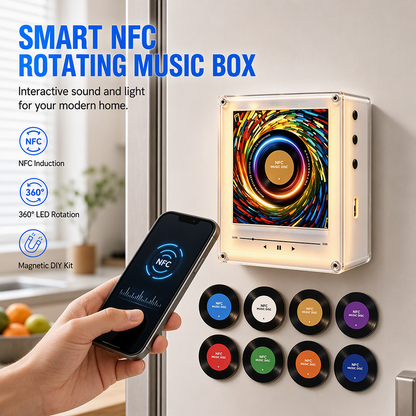 🔥HOT SALE 50% OFF 🎁NFC Magnetic Fridge Music Box – Tap to Play + 360° LED Light