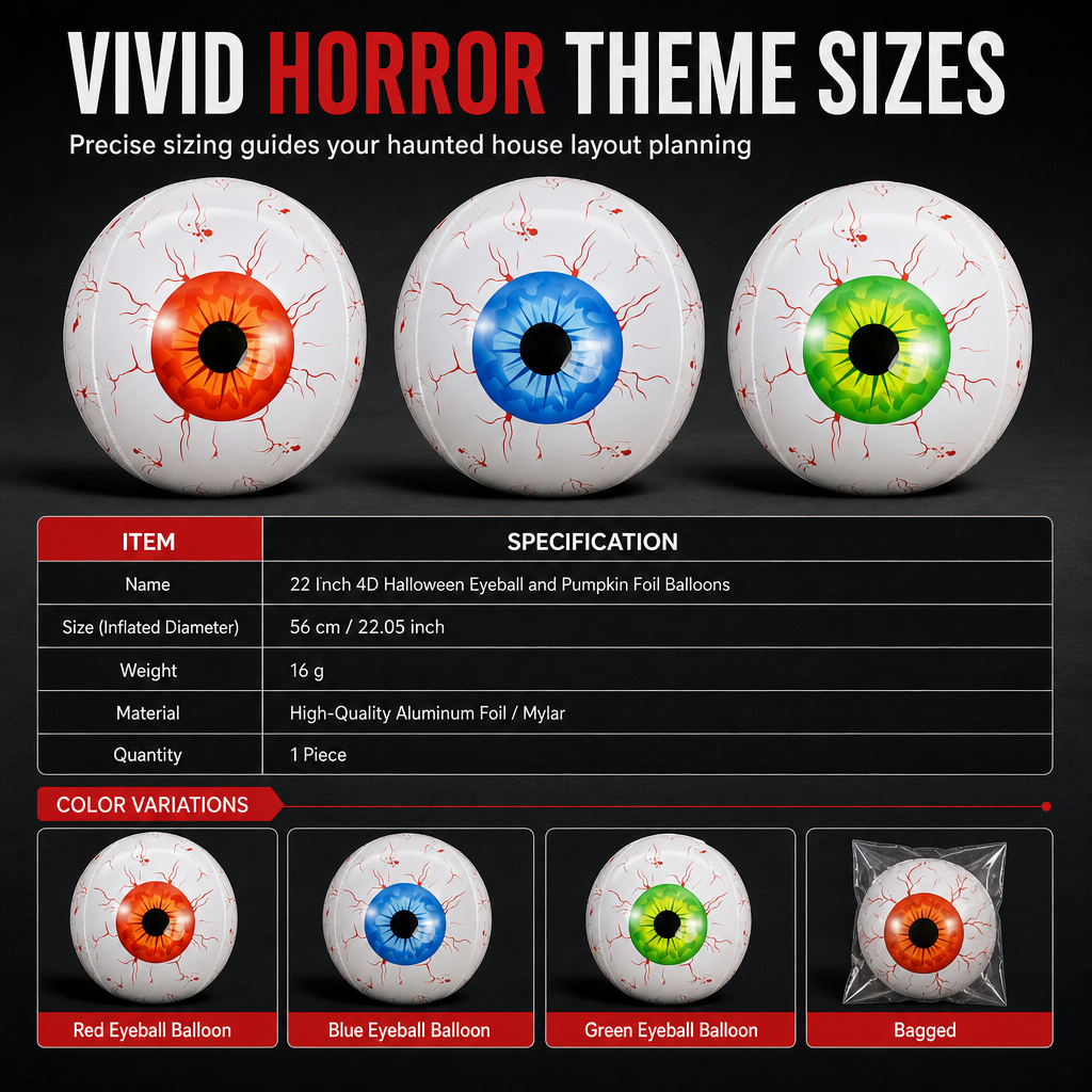 Giant 22" 4D Eyeball Balloon – Spooky Spherical Halloween Decoration