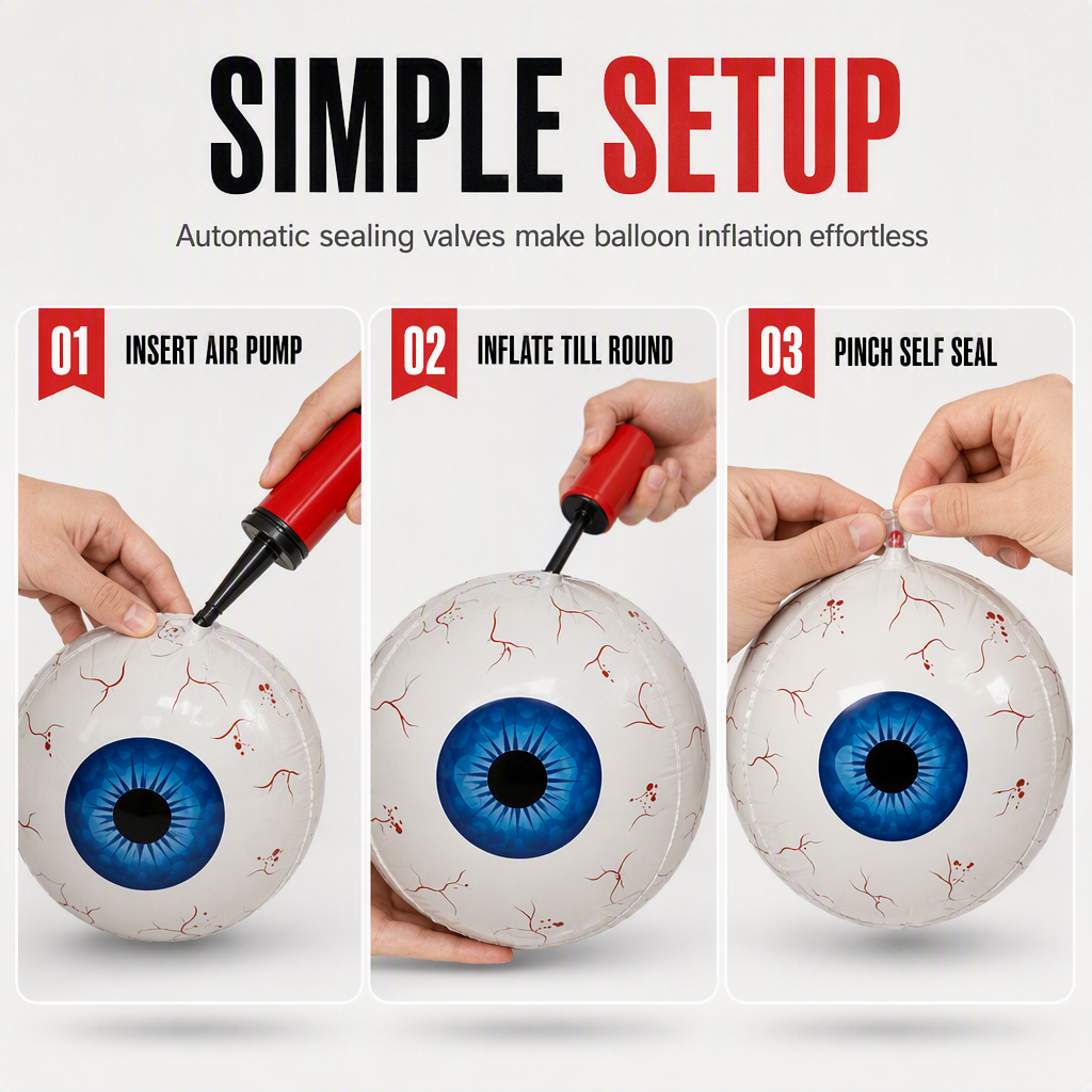 Giant 22" 4D Eyeball Balloon – Spooky Spherical Halloween Decoration
