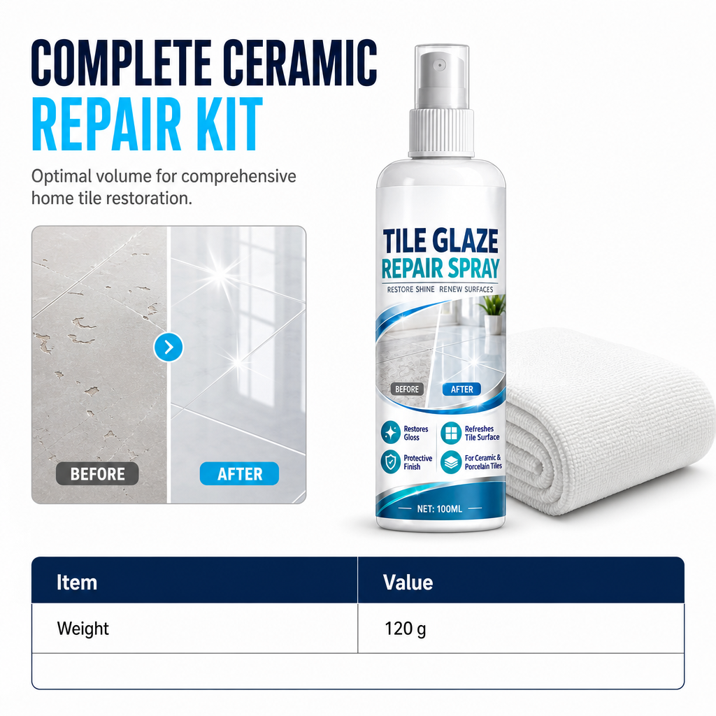 Ceramic Tile Repair Spray 100ml – Restores Tile Shine & Fills Fine Scratches