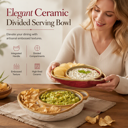 📢📢40% OFF !! ⏰Retro Ceramic Divided Baking Dish with Single Handle