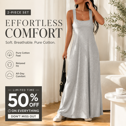 📢📢50% OFF !! ⏰Two-Piece Style Tank Maxi Dress with Side Cut-Outs